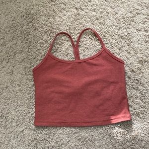 Beyond Yoga space dye slim racer back crop top rank. Copper Heather colour